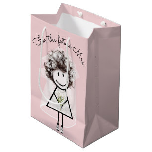 Bruid Stokfiguur in Kanten Jurk en Sneakers Medium Cadeauzakje