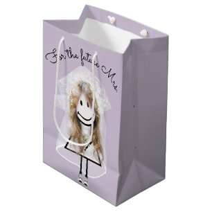 Bruid Stokfiguur in Kanten Jurk en Sneakers Medium Cadeauzakje