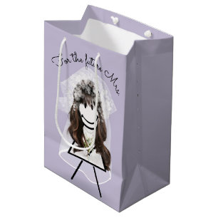 Bruid Stokfiguur met Madeliefjes Boeket  Medium Cadeauzakje