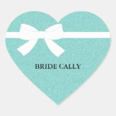 BRUID Teal Blauwe Tiara Feest Persoonlijk   Hart Sticker (Voorkant)