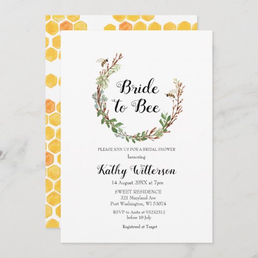 Bruid to Be Greenery bruids douche uitnodiging (Voorkant / Achterkant)