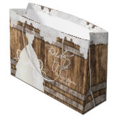 Bruid to Be - Rustiek houten vat en kant ontwerp Groot Cadeauzakje (Achterkant Gekanteld)