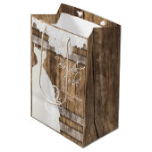 Bruid to Be - Rustiek houten vat en kant ontwerp Medium Cadeauzakje (Voorkant Gekanteld)