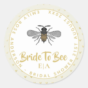 Bruid To BEE - Monogram Trouwdag Dank Je Ronde Sticker