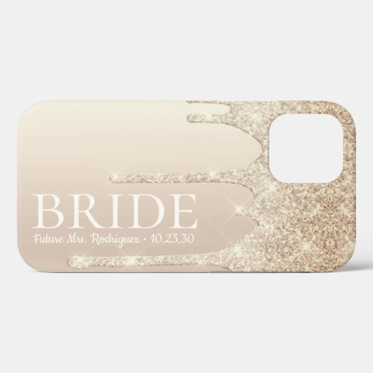 Bruid Toekomst Mrs Gold Glitter Drip Case-Mate iPhone Case (Achterkant (horizontaal))
