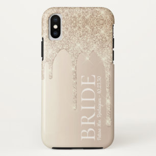 Bruid Toekomst Mrs Goud Glitter Drip iPhone XS Hoesje