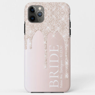 Bruid Toekomstige Mevrouw Blush Roze Glitterschuin iPhone 11 Pro Max Hoesje