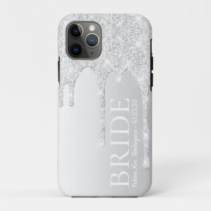 Bruid Toekomstige Mevrouw Zilver Glitter Drip iPhone 11 Pro Hoesje