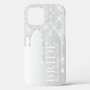 Bruid Toekomstige Mevrouw Zilver Glitter Drip iPhone 12 Pro Hoesje