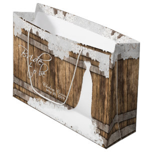 Bruid-tot-Zijn - Rustieke Hout & Vintage Kant Ontw Large Cadeauzakje