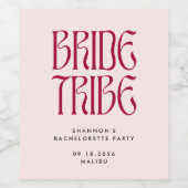 Bruid Tribe Bold Roze Magenta Bachelorette Wijn Etiket (Enkel label)