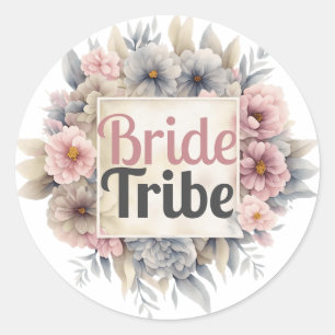 Bruid Tribe Floral Elegant Chic Modern Stijlvol Ronde Sticker