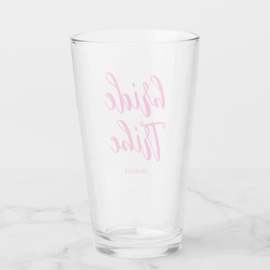 Bruid Tribe Modern Script Hot Roze Bruidsmeisje Glas (Achterkant)