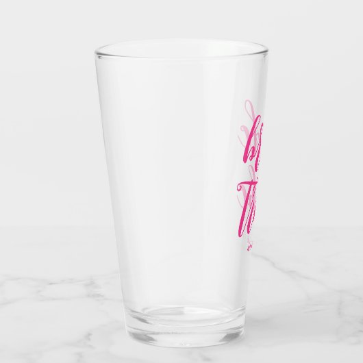 Bruid Tribe Modern Script Hot Roze Bruidsmeisje Glas (Rechts)