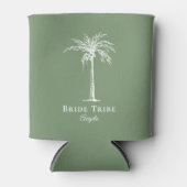 Bruid Tribe Sage Groen Wit Palm Tree Custom Blikjeskoeler (Voorkant)