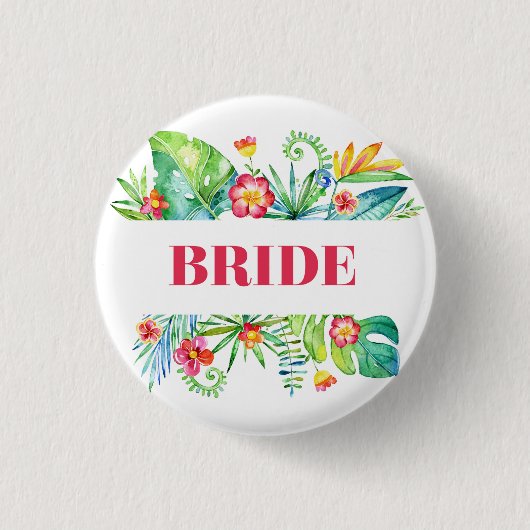 Bruid Tropical Beach Destination Wedding Ronde Button 3,2 Cm (Voorkant)