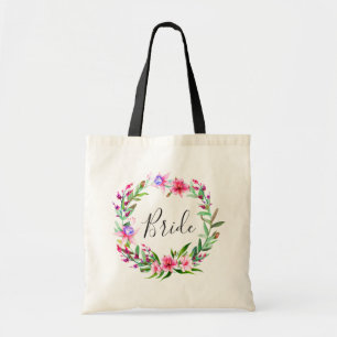 Bruid. Tropische roze bloemen. Bestemming huwelijk Tote Bag