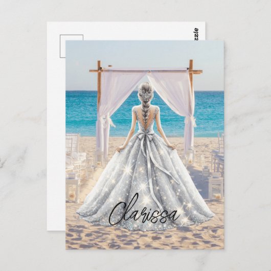 Bruid Trouwdag Strand Trouwen Elegante Jurk Bruids Briefkaart (Voorkant / Achterkant)