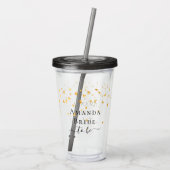 Bruid van de trouw gouden harten strooi naam  acryl drinkbeker (Achterkant)