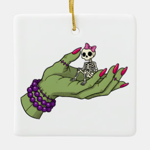Bruid van Frankenstein Hand met Skeleton Bow   GOT Keramisch Ornament