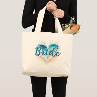 Bruid van Heart Wave Beach Grote Tote Bag