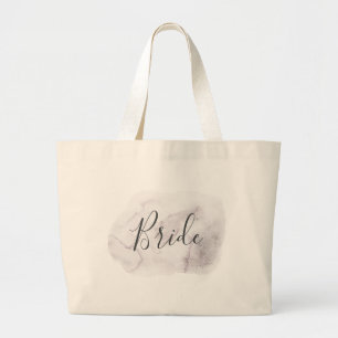 Bruid. Waterverf elegante stoffige paarse trouw Grote Tote Bag