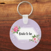 Bruid waterverf paarse bloem bruidsdouche sleutelhanger (Voorkant)