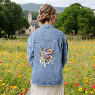Bruid Waterverf Wilde Bloem Boho Landelijk Bloemmo Denim Jacket