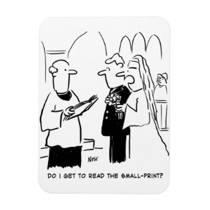 Bruid wil kleine lettertjes controleren Cartoon Magneet