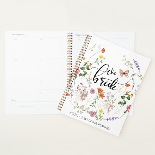 Bruid Wilde Bloemen  Naam Bruiloft Planner (Display)
