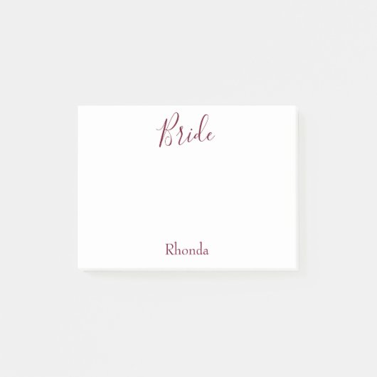 Bruid Wit en Bordeaux Post-it® Notes (Voorkant)