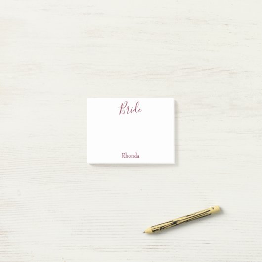 Bruid Wit en Bordeaux Post-it® Notes (Op bureau)