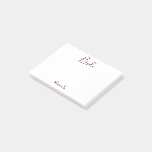Bruid Wit en Bordeaux Post-it® Notes (Schuin)