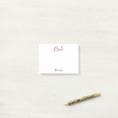 Bruid Wit en Bourgondiër Post-it® Notes (Op bureau)
