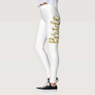 Bruid Wit & Goud Faux Folie Typografie Yoga Broek Leggings
