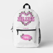 Bruid Witte & Roze Rozen Bedrukte Rugzak (Voorkant)