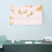 Bruid word Boho Goud Vlinder Roze Bruiloftsfoto Ac Spandoek (Beurs)