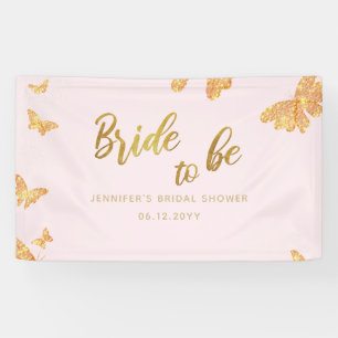 Bruid word Boho Goud Vlinder Roze Bruiloftsfoto Ac Spandoek