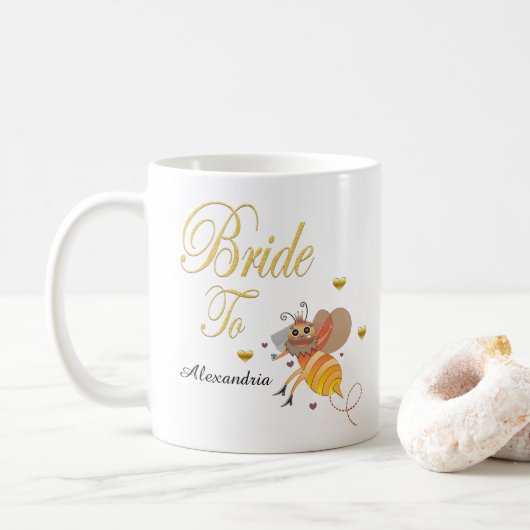 Bruid Wordt Bij Personaliseerbaar Bruidsboetiek Koffiemok (Met donut)