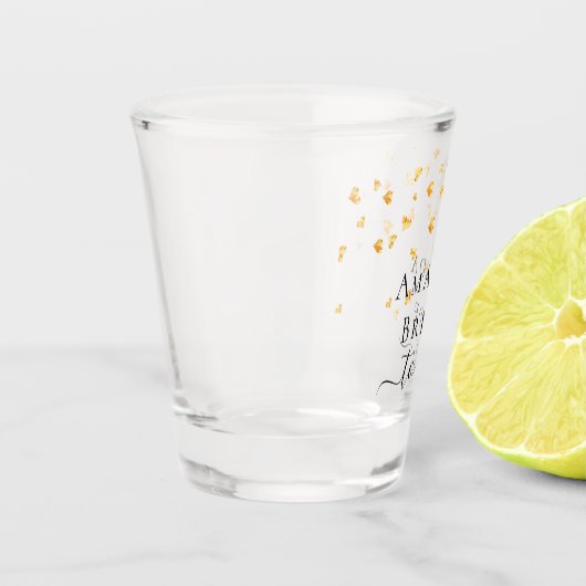 Bruid wordt gouden harten strooi naam shot glas (Links)