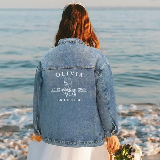 Bruid Wordt | Modern Aangepaste Bruidsnaam Datum W Denim Jacket