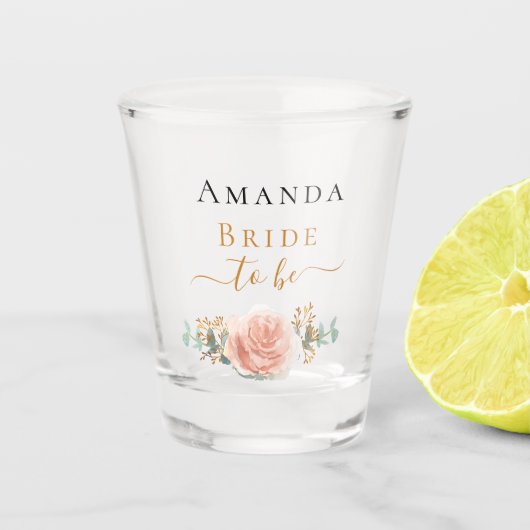 Bruid wordt roze gouden bloemige eucalyptus groen shot glas (Voorkant)