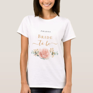 Bruid wordt roze gouden bloemige eucalyptus groen t-shirt