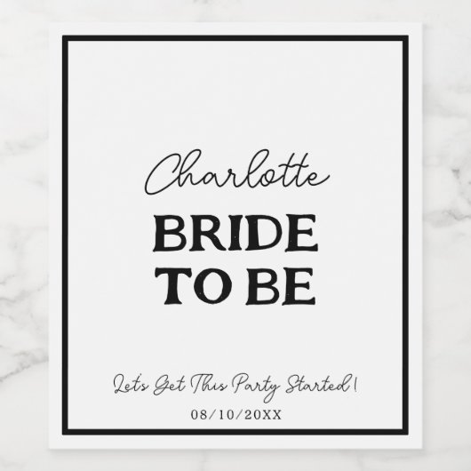 Bruid Wordt Zwarte En Witte Bachelorette Wijn Etiket (Enkel label)