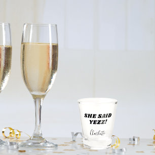 Bruid ze zei ja naam vrijgezellenfeest shot glas