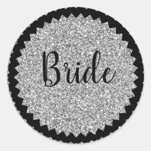 Bruid Zilver Glitter Klassieke Ronde Sticker Aange