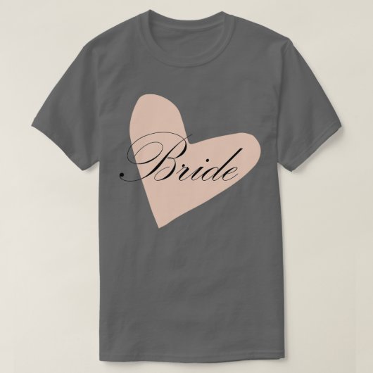 Bruid zwart op roze hart t-shirt (Design voorkant)
