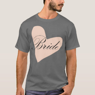 Bruid zwart op roze hart t-shirt