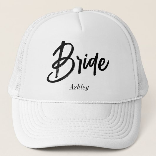 bruid zwart wit script bruiloft trucker pet (Voorkant)