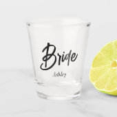 Bruid Zwart Wit Script Trouwen  Shot Glas (Voorkant)